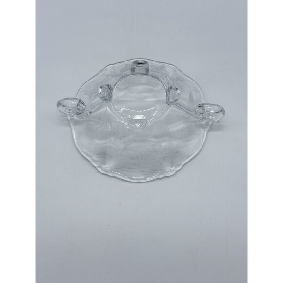 Vintsge Heisey Footed Handled Open Jelly Jam Dish Etched Floral Pattern - Picture 5 of 8